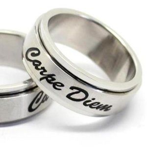 New Stainless Steel Spinner Ring CARPE DIEM Seize the Day Inspirational Gift